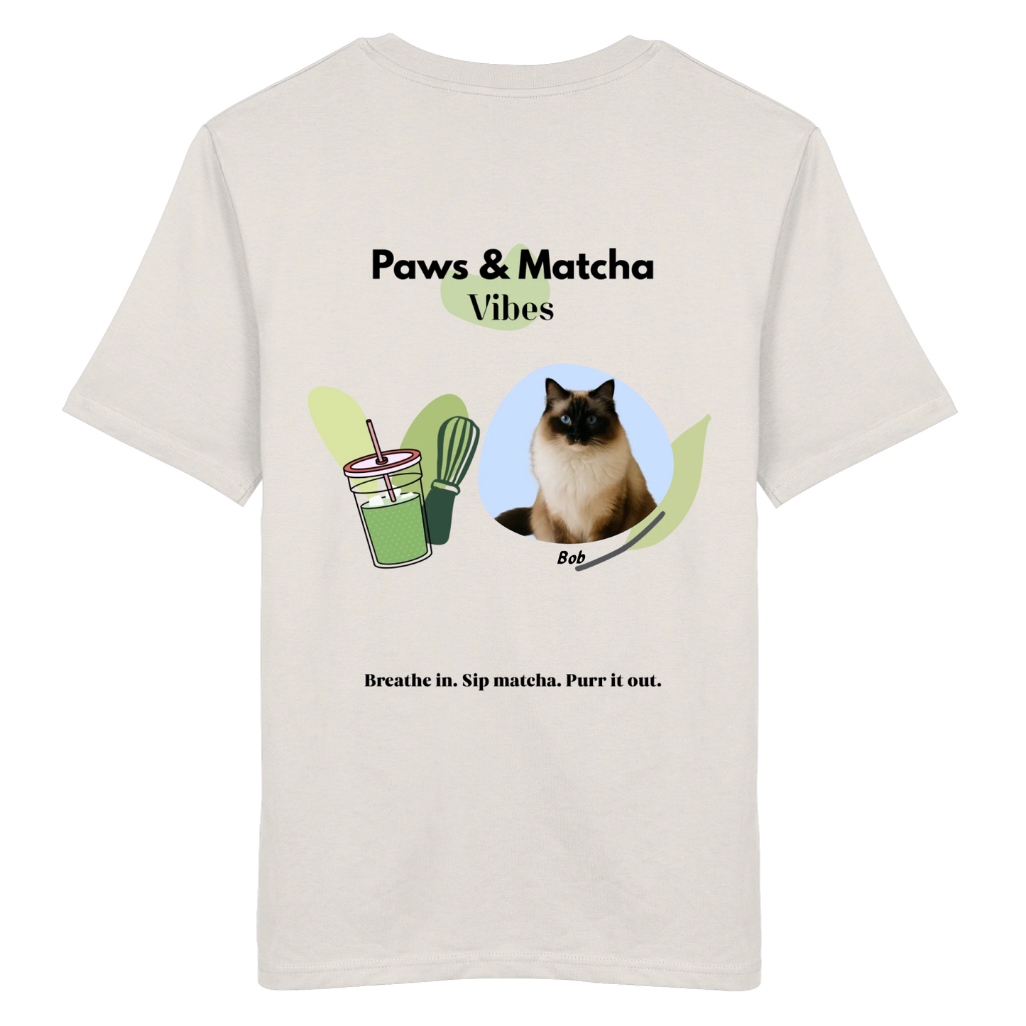 Personalisierbares Unisex T-Shirt "Paws & Matcha"