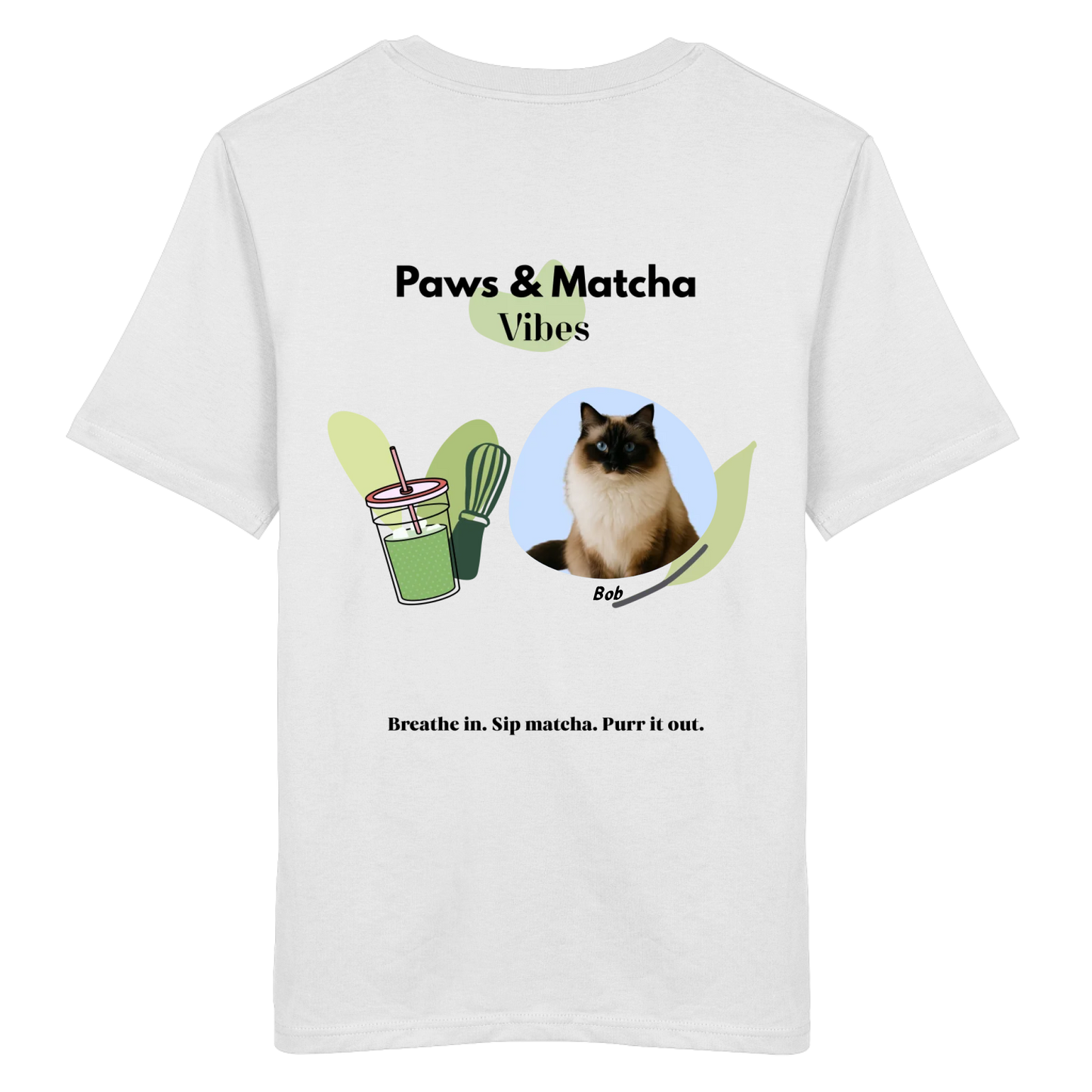 Personalisierbares Unisex T-Shirt "Paws & Matcha"