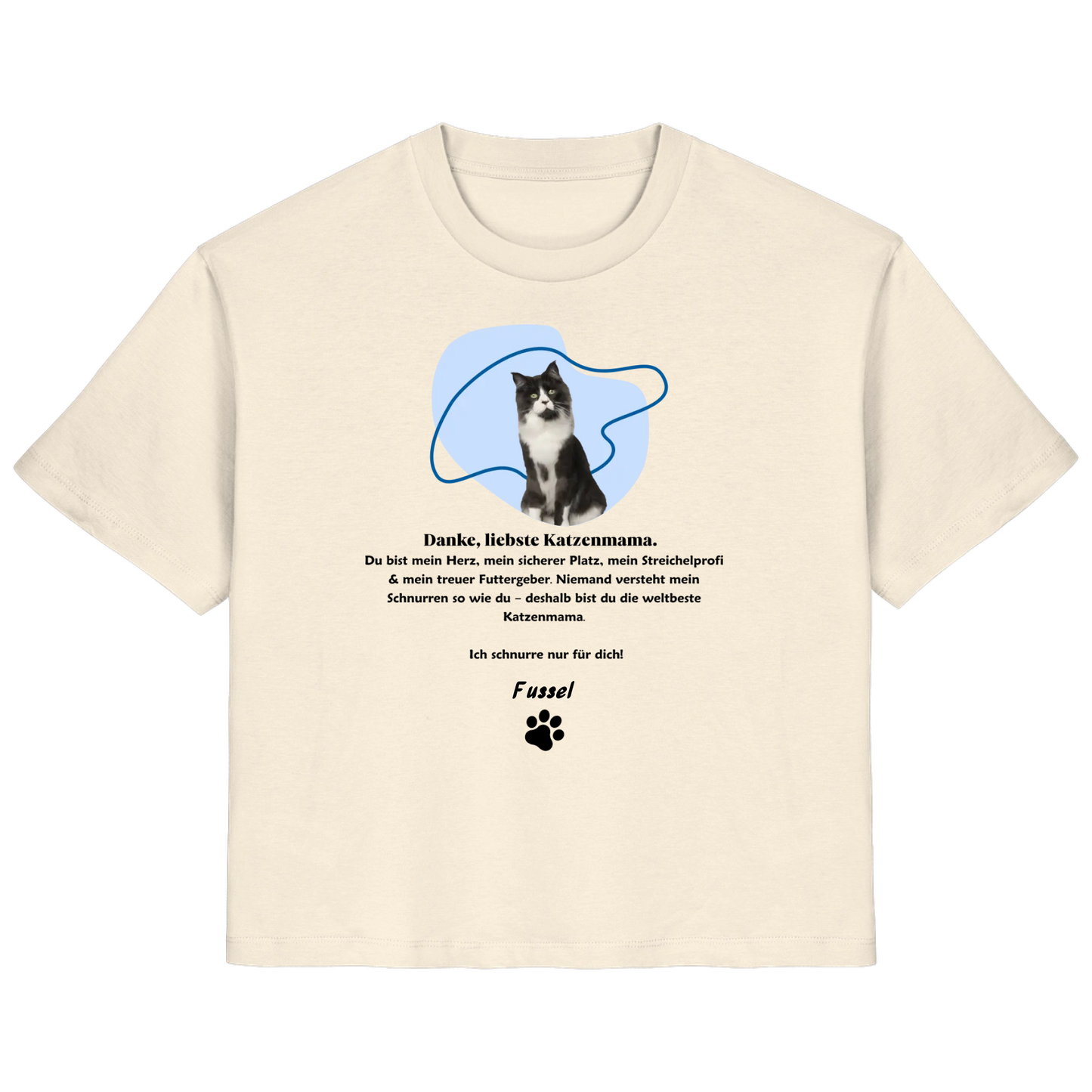 T-Shirt für Damen - "Danke, liebste Katzenmama!" personalisierbar mit Katze in Bio-Qualität