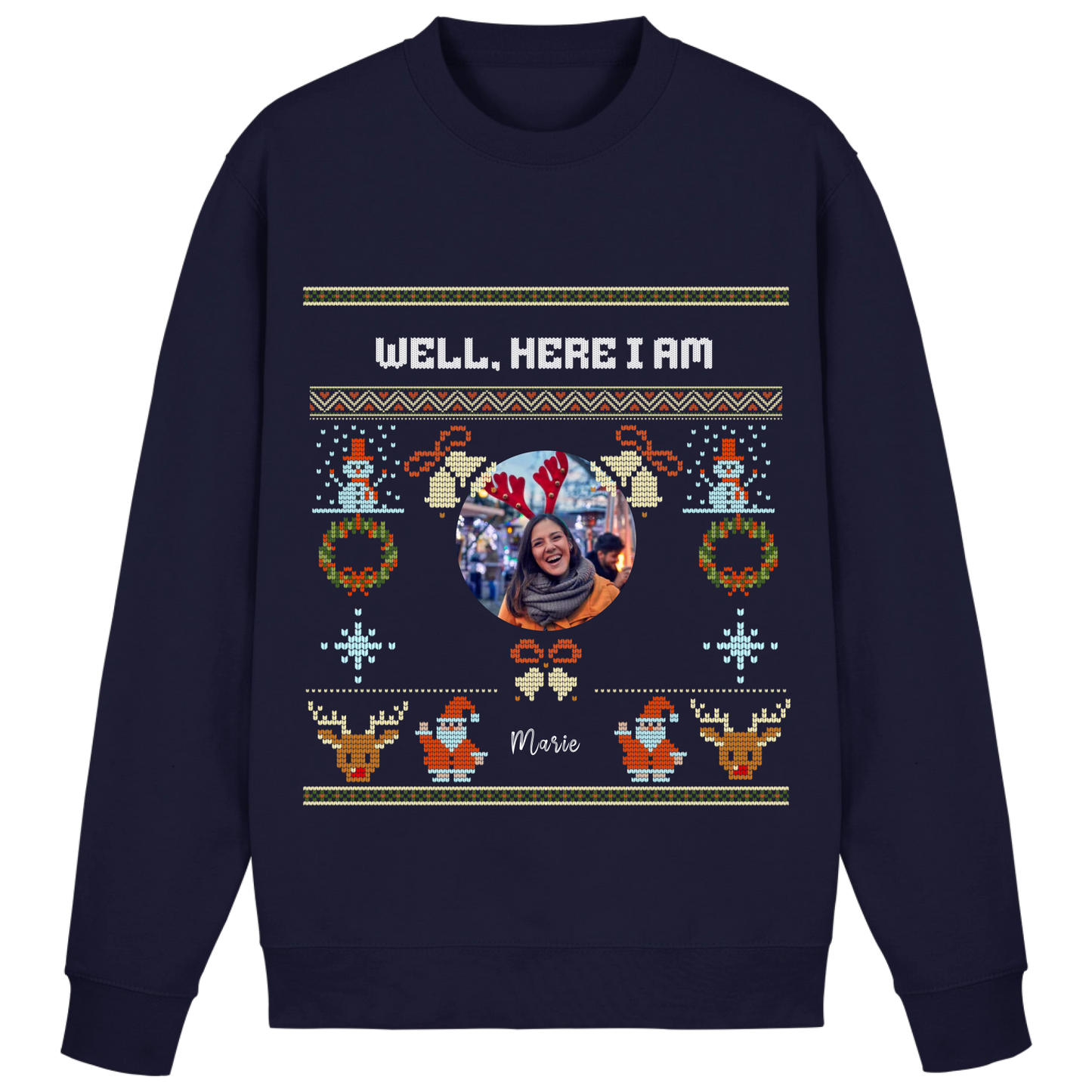 Christmas Couple Sweater - Well, Here I Am -