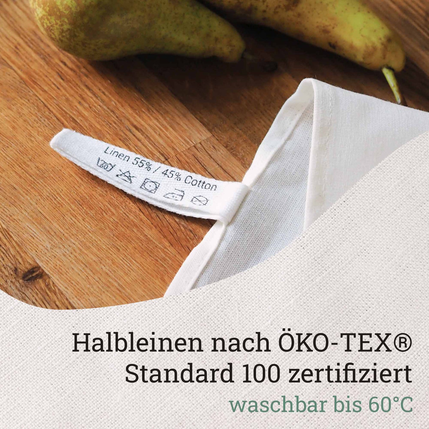 Geschirrtuch mit Katze aus Halbleinen