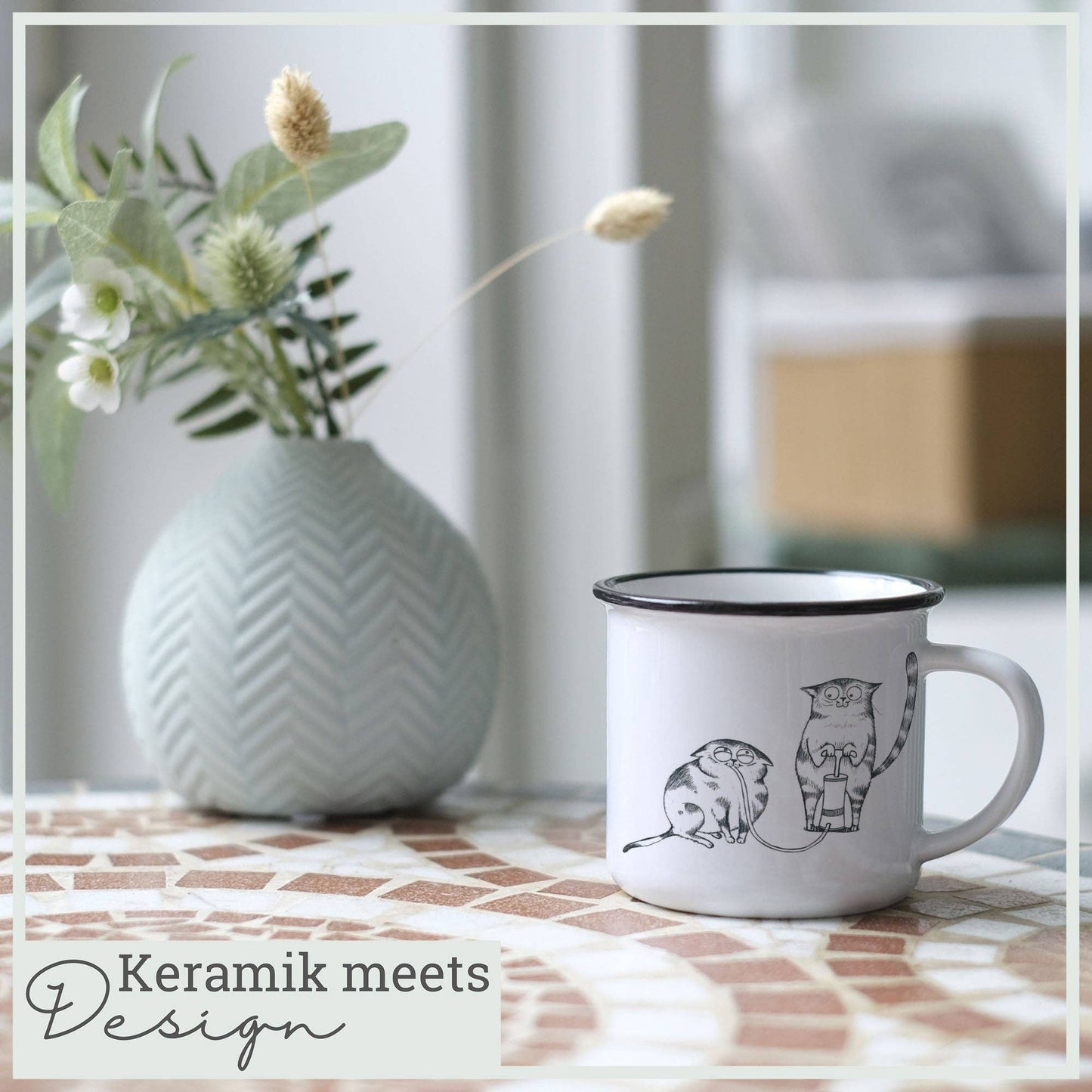 Tasse Keramik mit Katze für Katzenfans – Heliumkatzen