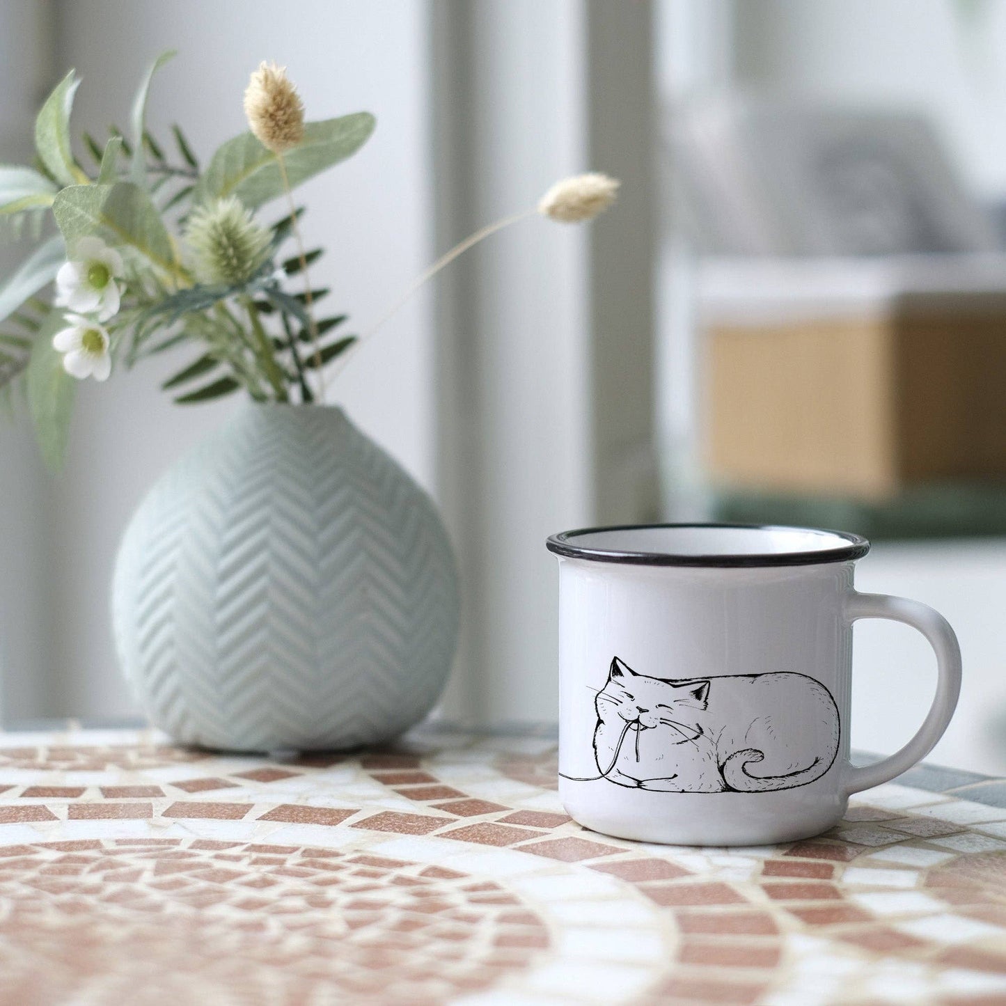 Tasse mit Katze aus Keramik "Pastakatze"