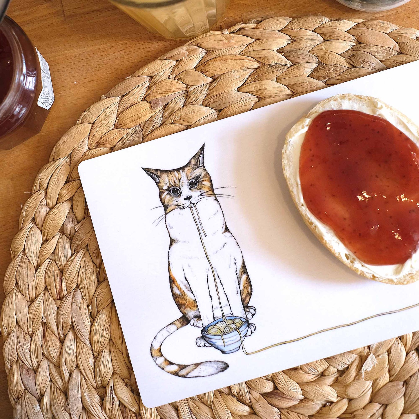 Holzbrettchen & Frühstücksbrettchen mit Katze - Ramenkatze