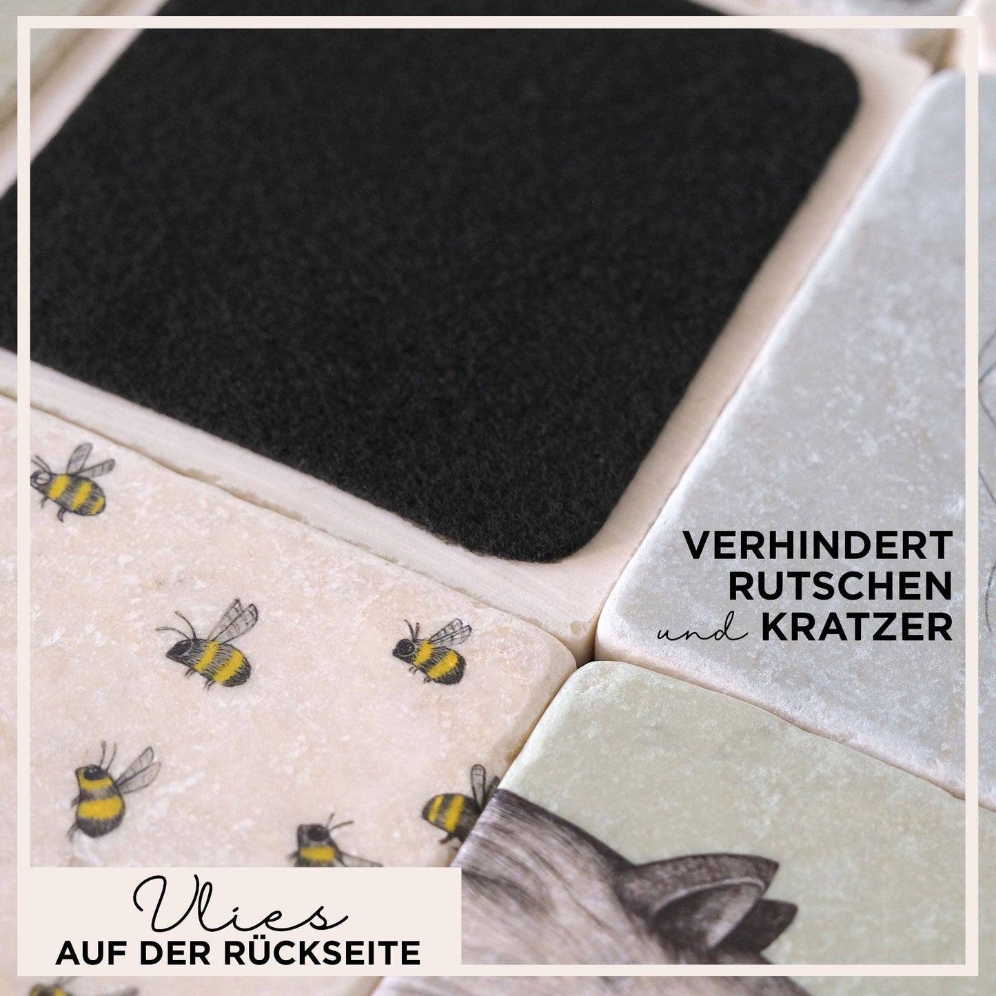 Untersetzer aus Stein mit Katze - Neugierige Mieze