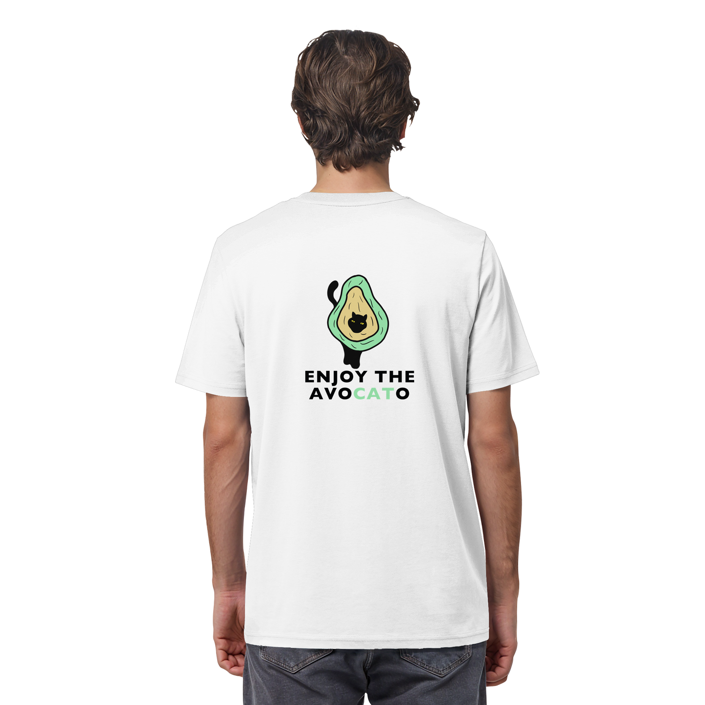 T-Shirt "Enjoy the Avocato" – in Bio-Qualität mit Avocado und Katze