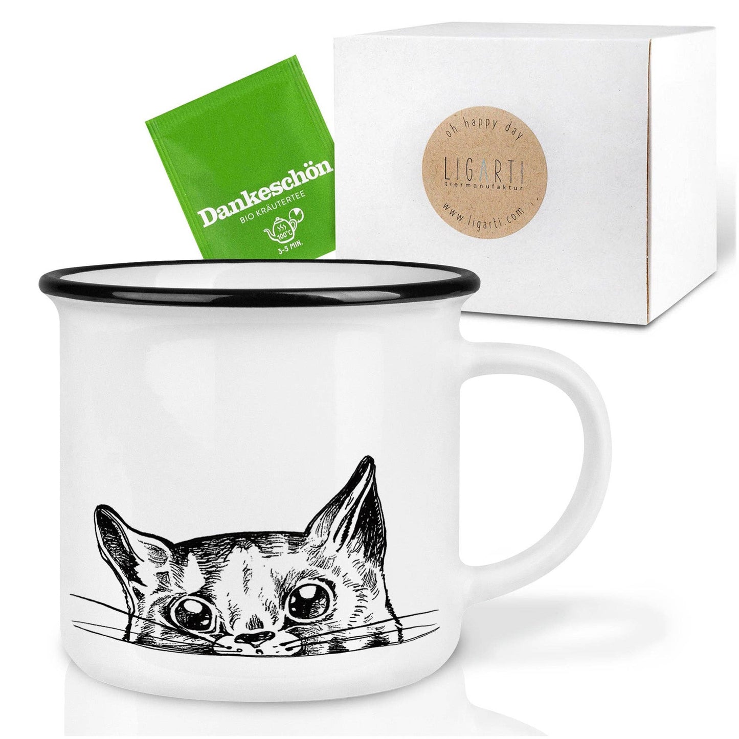 Keramiktasse – "Neugierige Mieze"