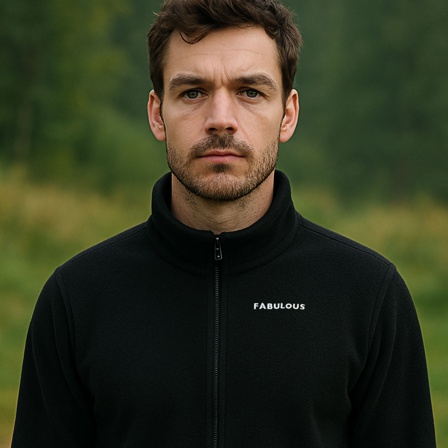 Bestickte Statement Fleecejacke "FABULOUS" (Weißer Schriftzug)
