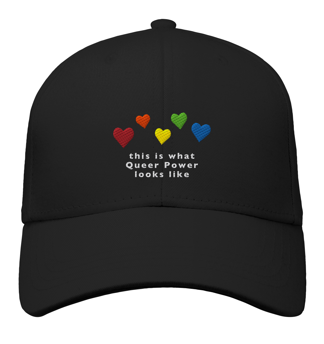 Pride Cap mit Herzen in den Farben des Regenbogens & Statement Spruch