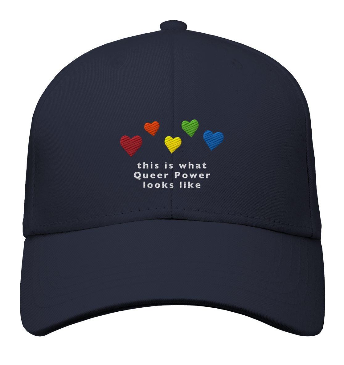 Pride Cap mit Herzen in den Farben des Regenbogens & Statement Spruch
