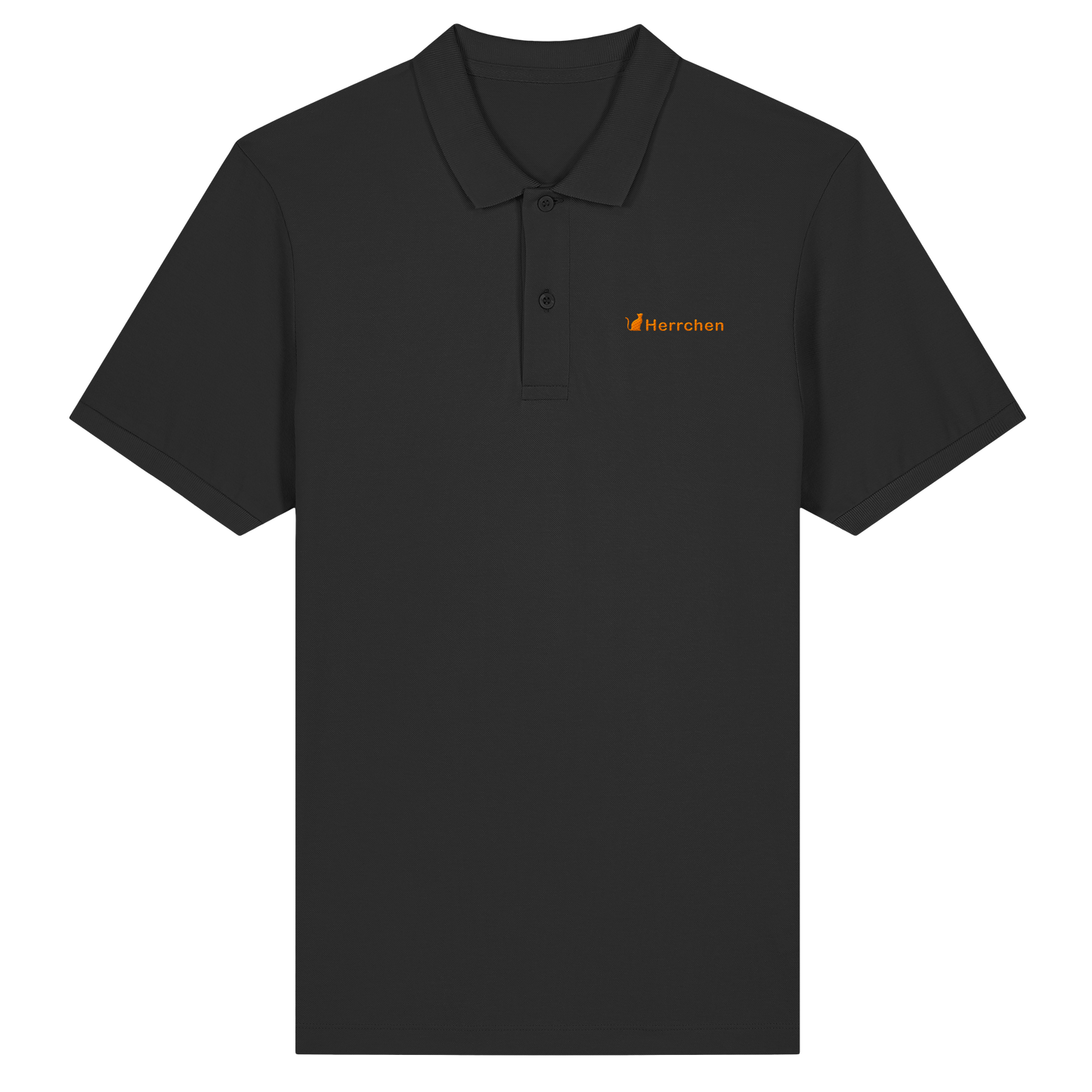 Poloshirt mit Katze und Statement Spruch "Herrchen" in Orange