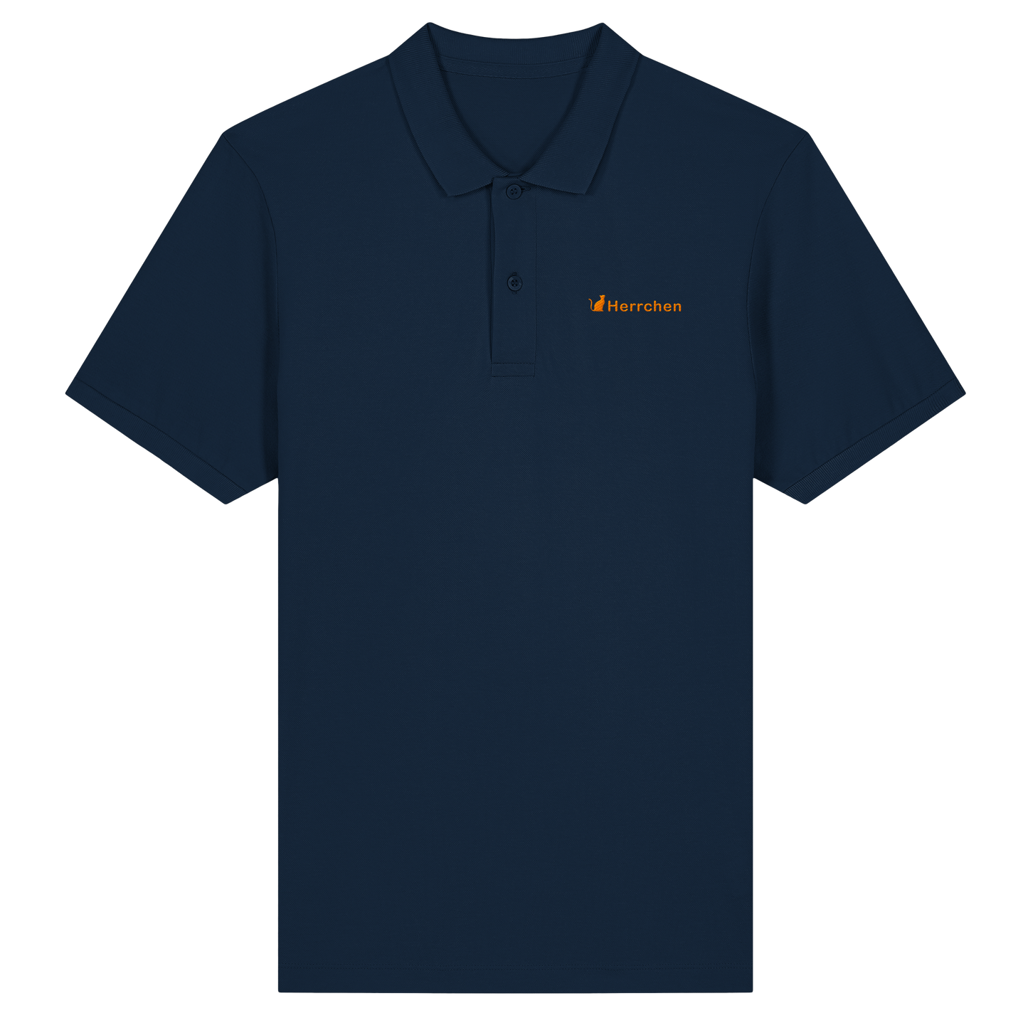 Poloshirt mit Katze und Statement Spruch "Herrchen" in Orange