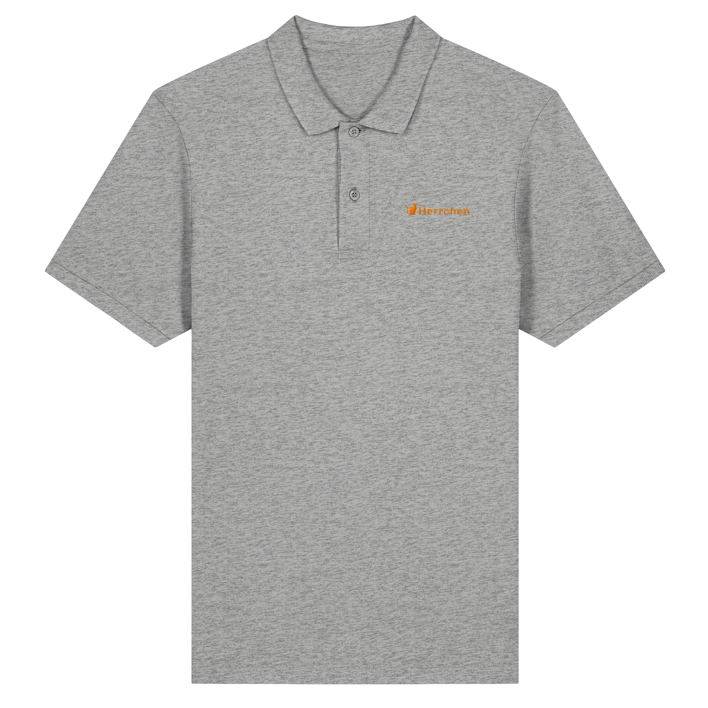 Poloshirt mit Katze und Statement Spruch "Herrchen" in Orange