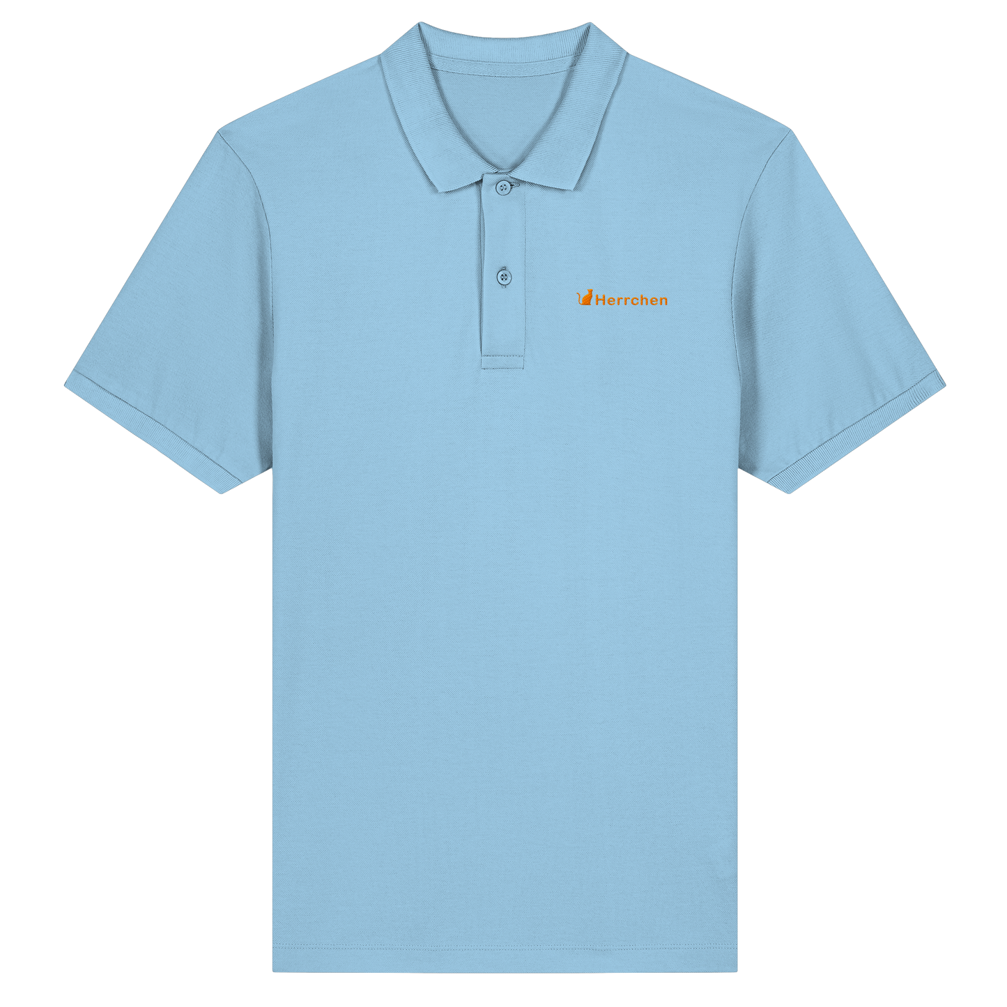 Poloshirt mit Katze und Statement Spruch "Herrchen" in Orange