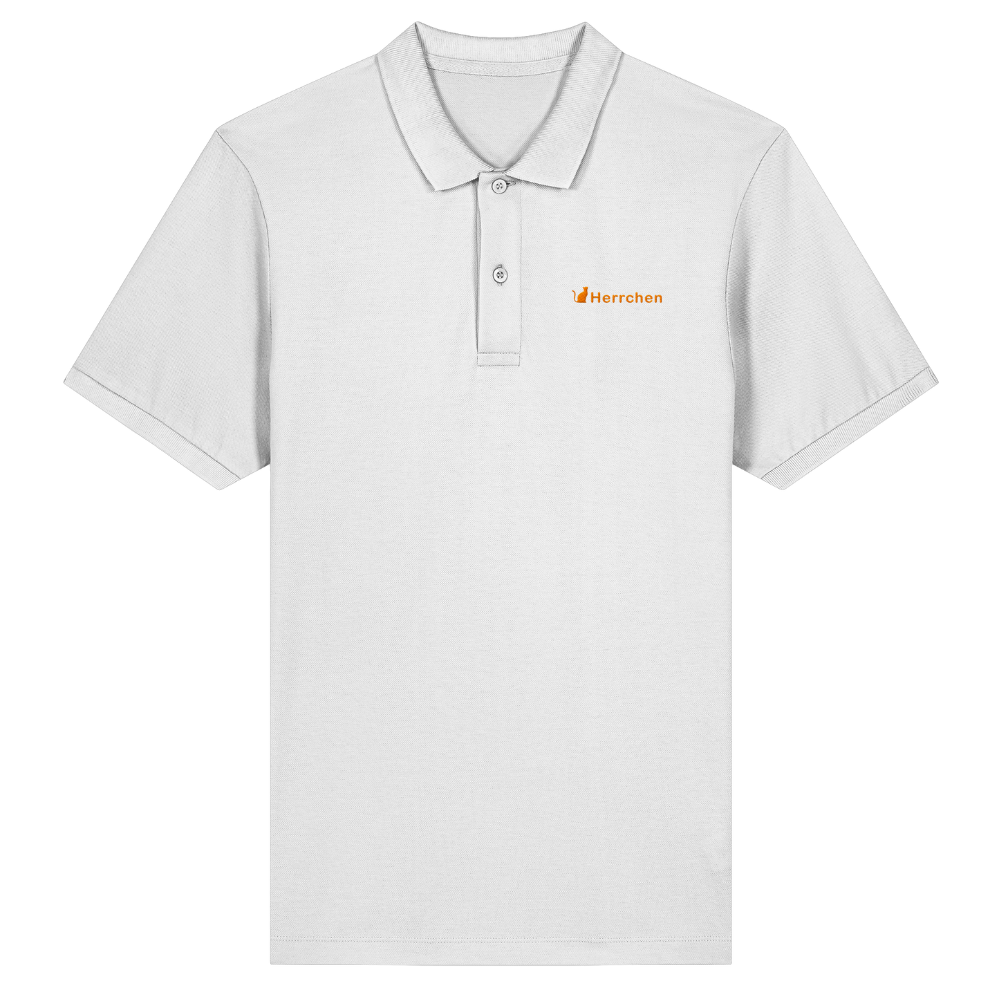 Poloshirt mit Katze und Statement Spruch "Herrchen" in Orange