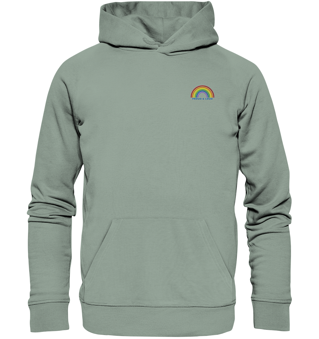 Hoodie Regenbogen Pride Kollektion "Proud & Loud" - Mit hochwertiger Bestickung & in Bio-Qualität