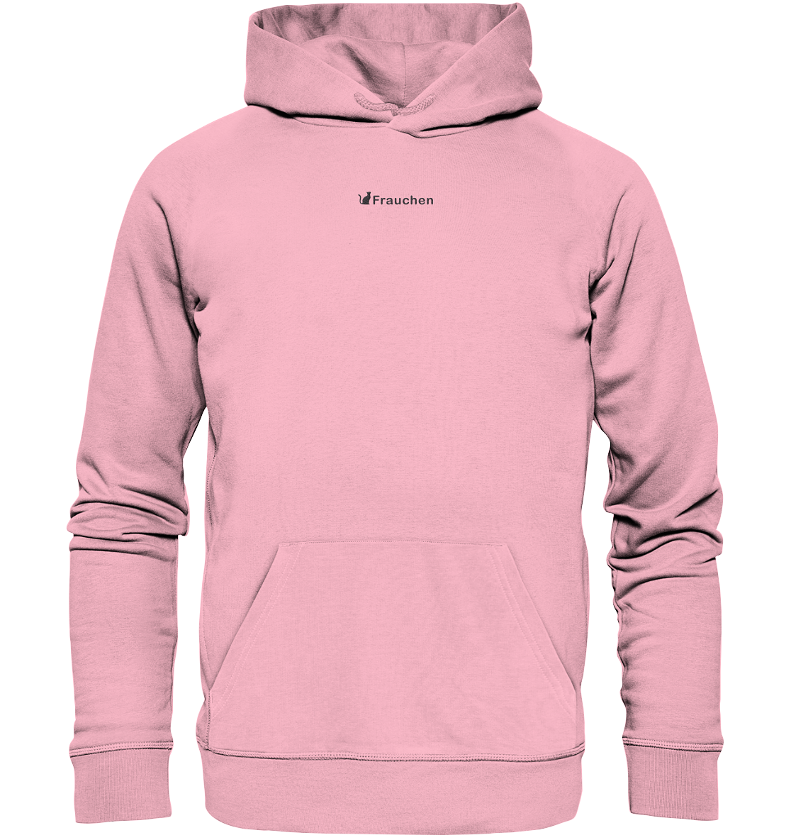 Hoodie Pink bestickt mit Katze und dem Statement Spruch "Frauchen"