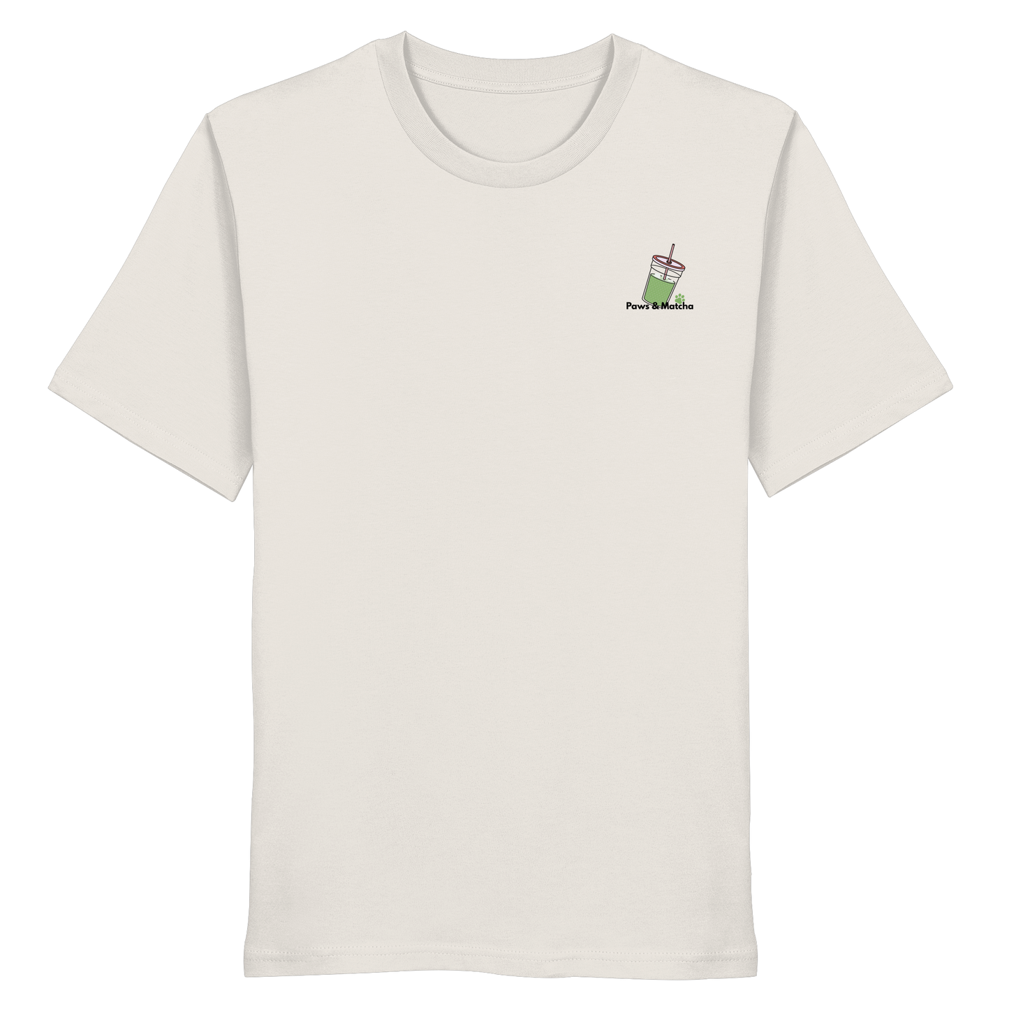 Personalisierbares Unisex T-Shirt "Paws & Matcha"