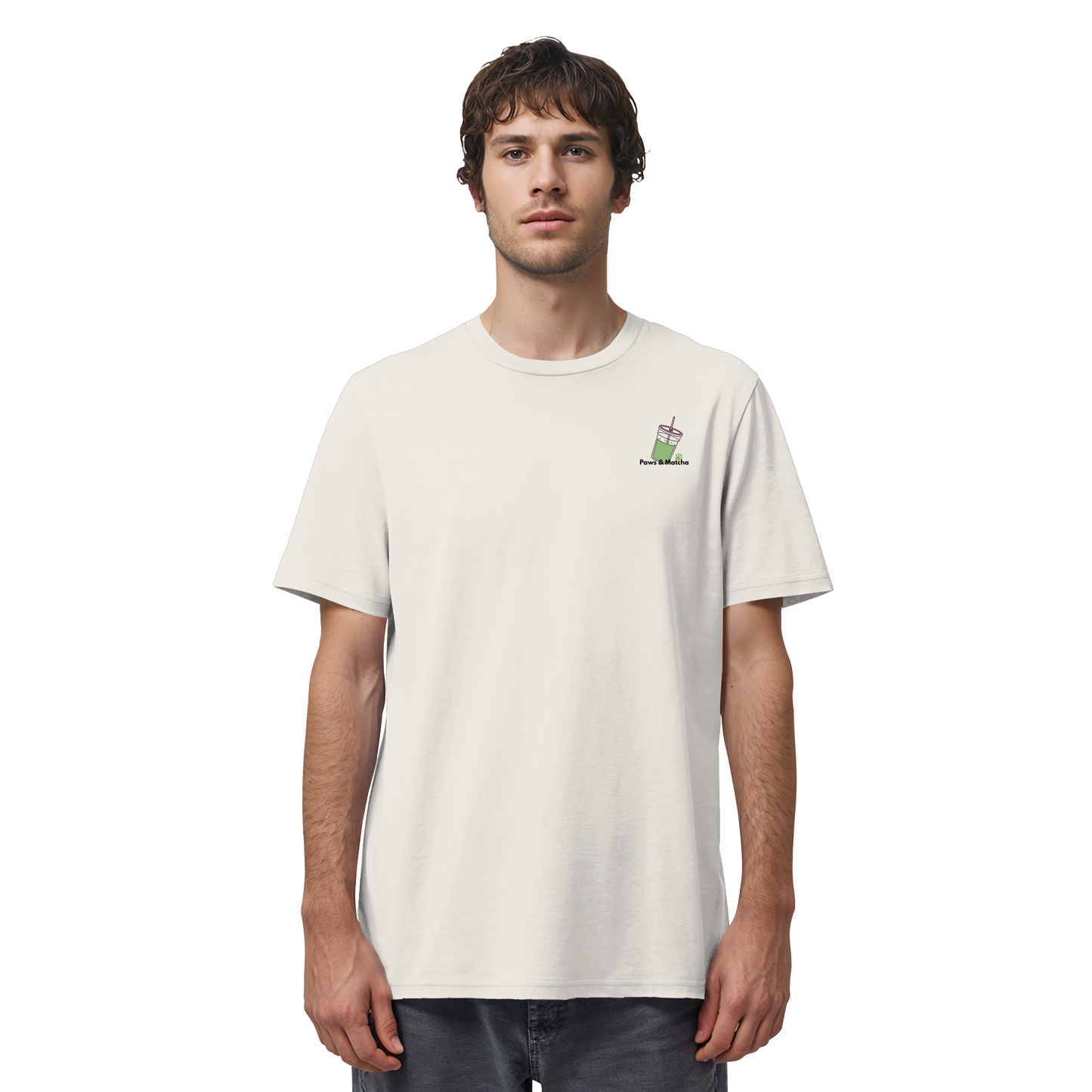 Personalisierbares Unisex T-Shirt "Paws & Matcha"