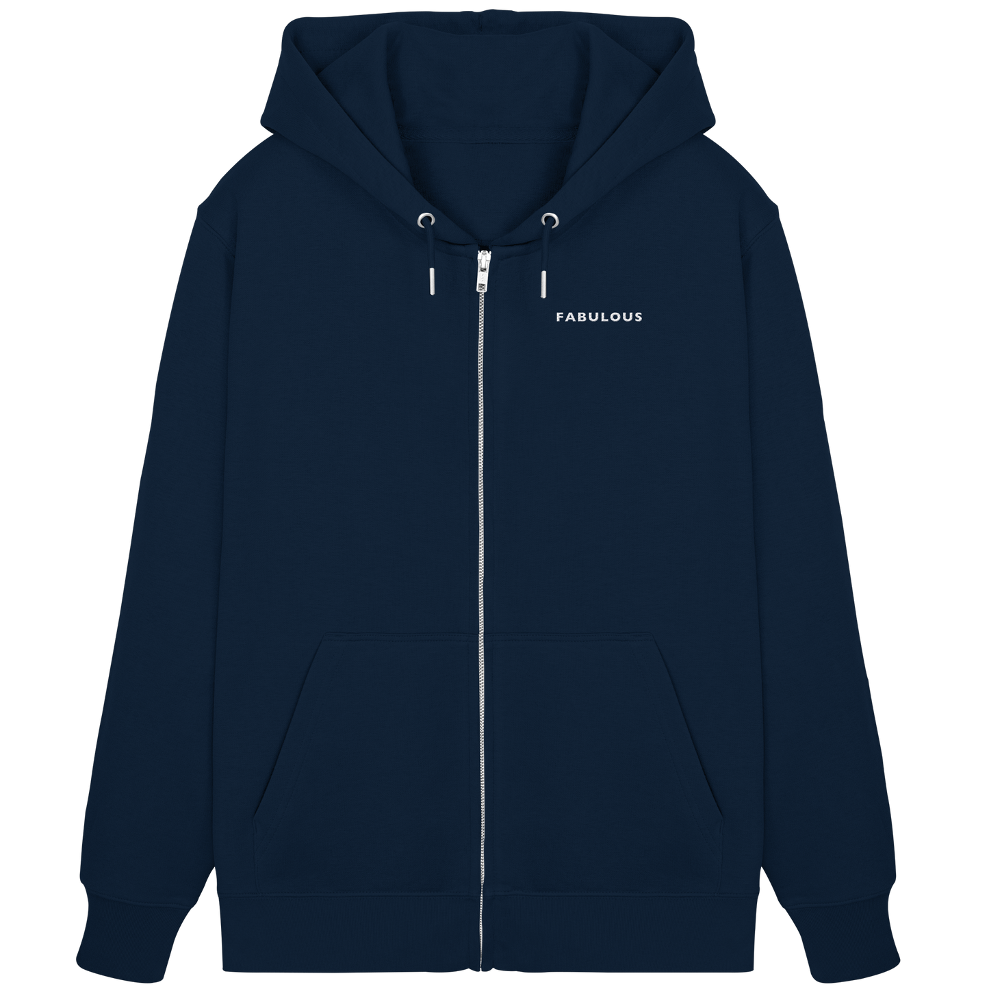 Bestickte Statement Zipper Jacke "FABULOUS" aus Bio-Baumwolle & recyceltem Garn (Weißer Schriftzug)