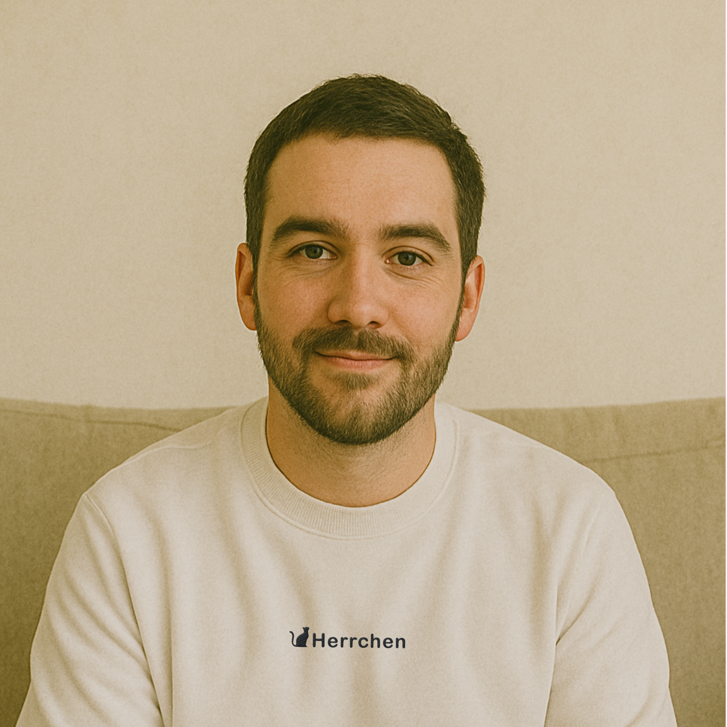 Pullover mit bestickt mit Katze und Statement Spruch "Herrchen"