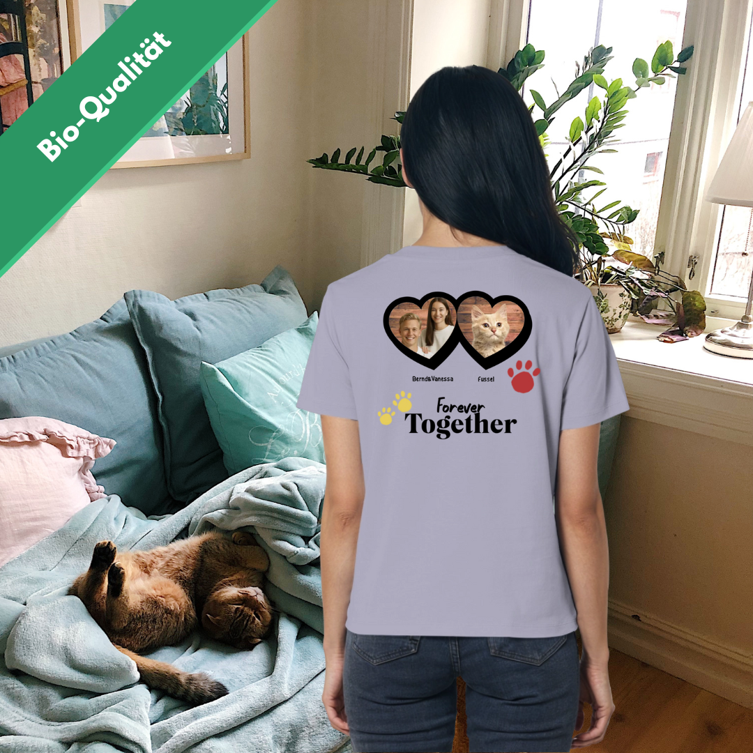 T-Shirt für Damen "Forever Together" für Katzenfans - Personalisierbar als Geschenk