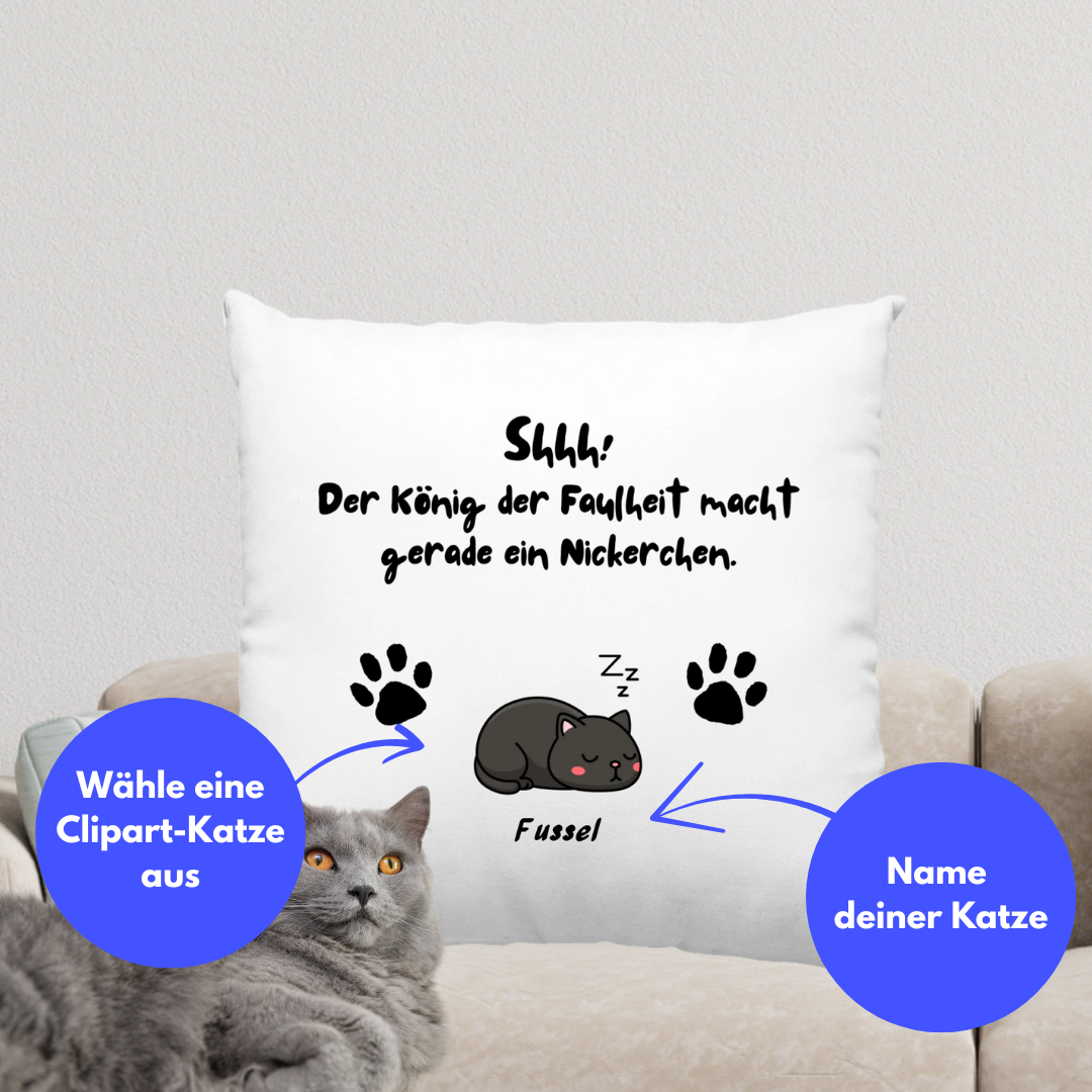 Kissen "Shhh" personalisierbar mit Katze