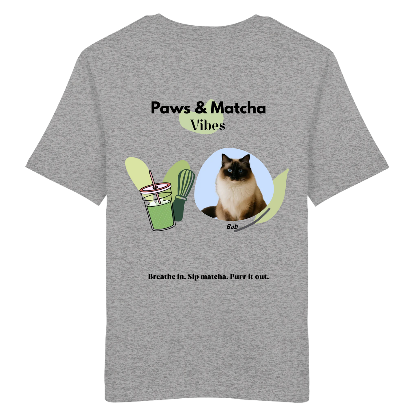 Personalisierbares Unisex T-Shirt "Paws & Matcha"