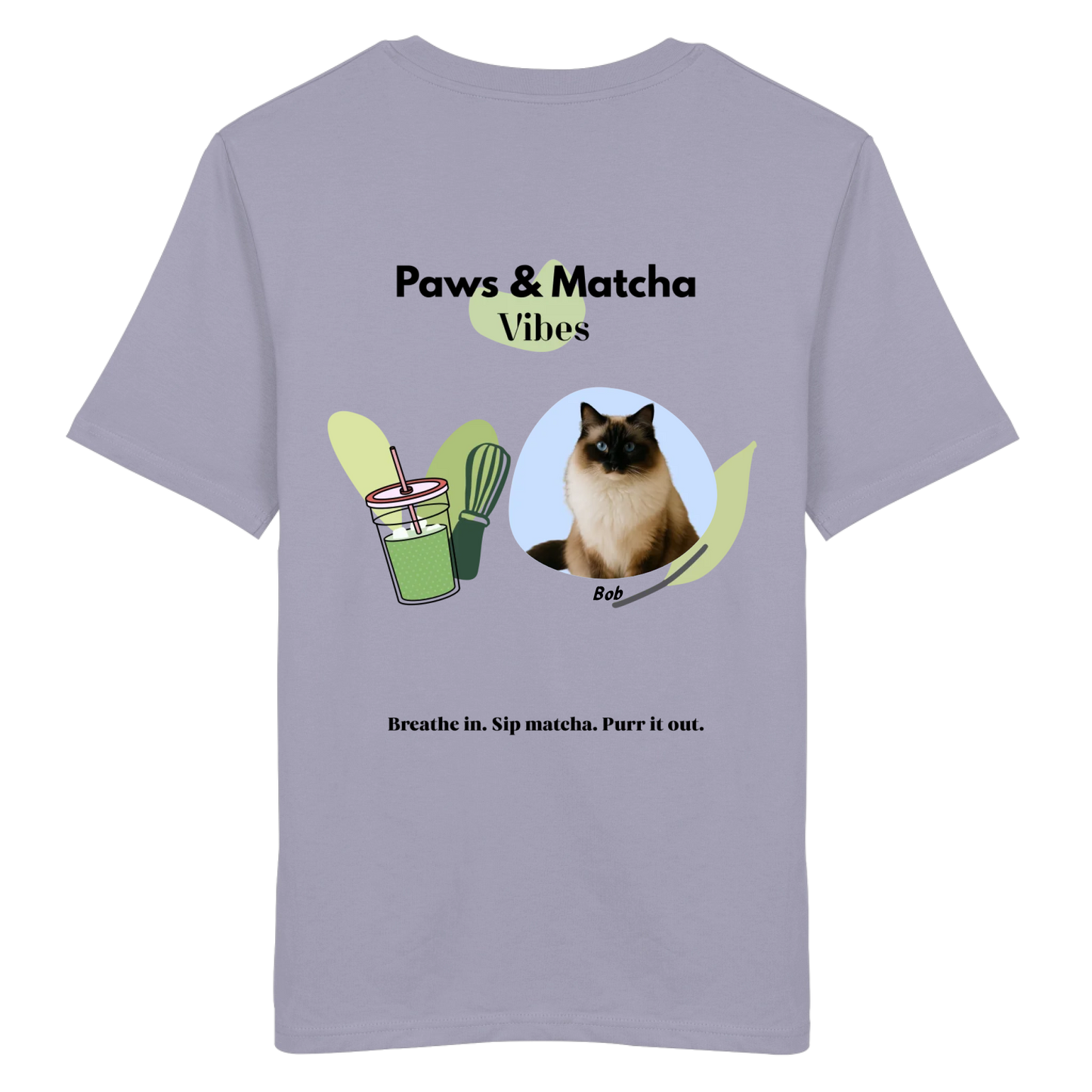 Personalisierbares Unisex T-Shirt "Paws & Matcha"