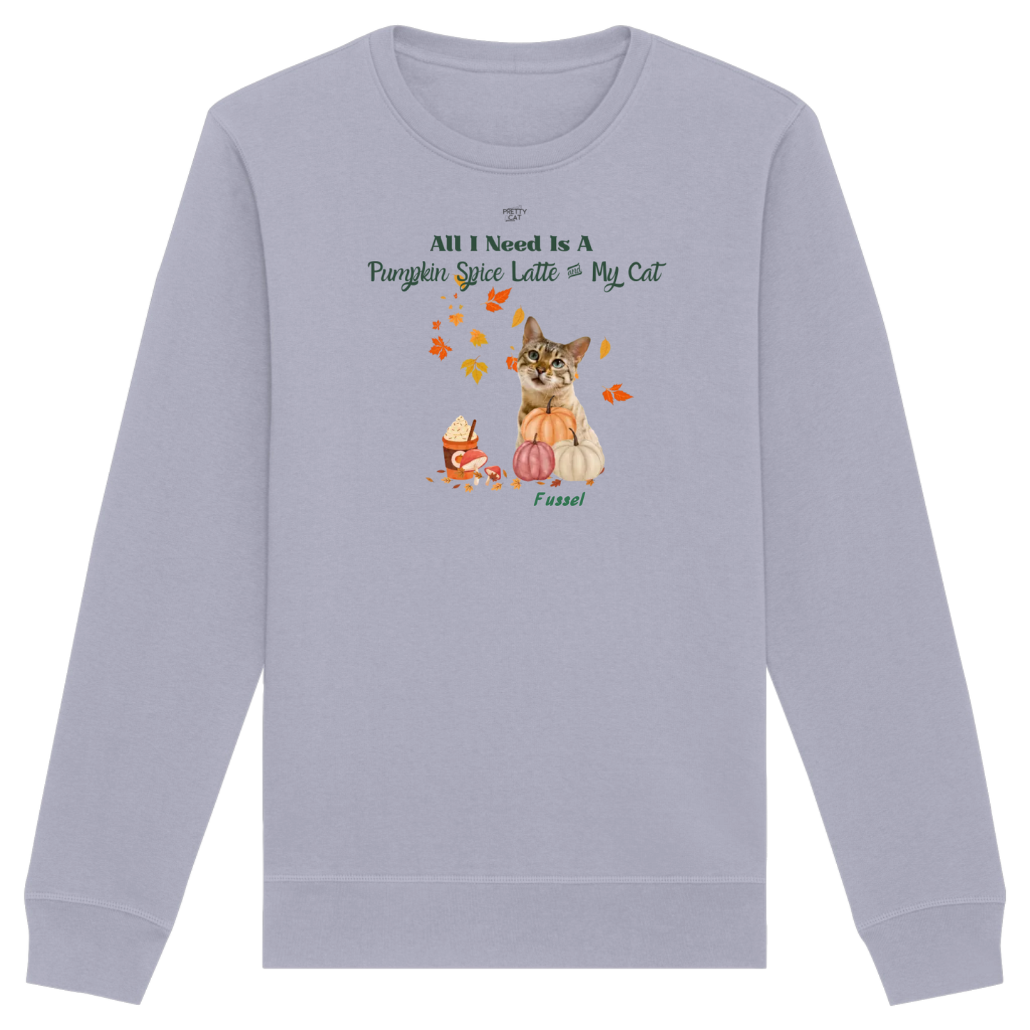Pumpkin Spice Latte - Unisex Sweatshirt personalisierbar mit Katze in Bio-Qualität