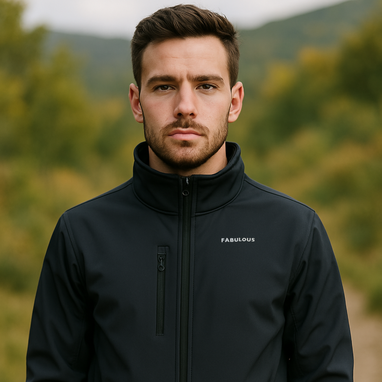 Bestickte Statement Softshell Jacke "FABULOUS" (Weißer Schriftzug)
