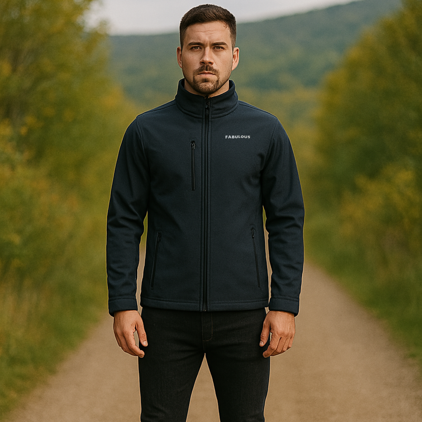 Bestickte Statement Softshell Jacke "FABULOUS" (Weißer Schriftzug)