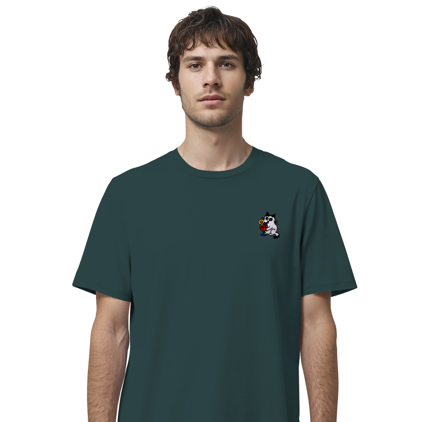T-Shirt Aperol - Katze in Premium Bio-Qualität und hochwertiger Bestickung