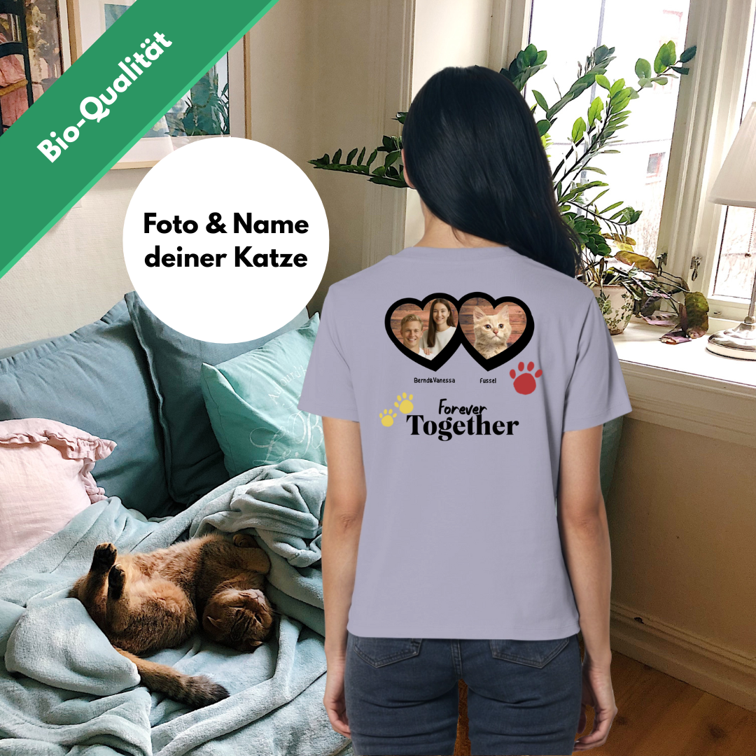 T-Shirt für Damen "Forever Together" für Katzenfans - Personalisierbar als Geschenk