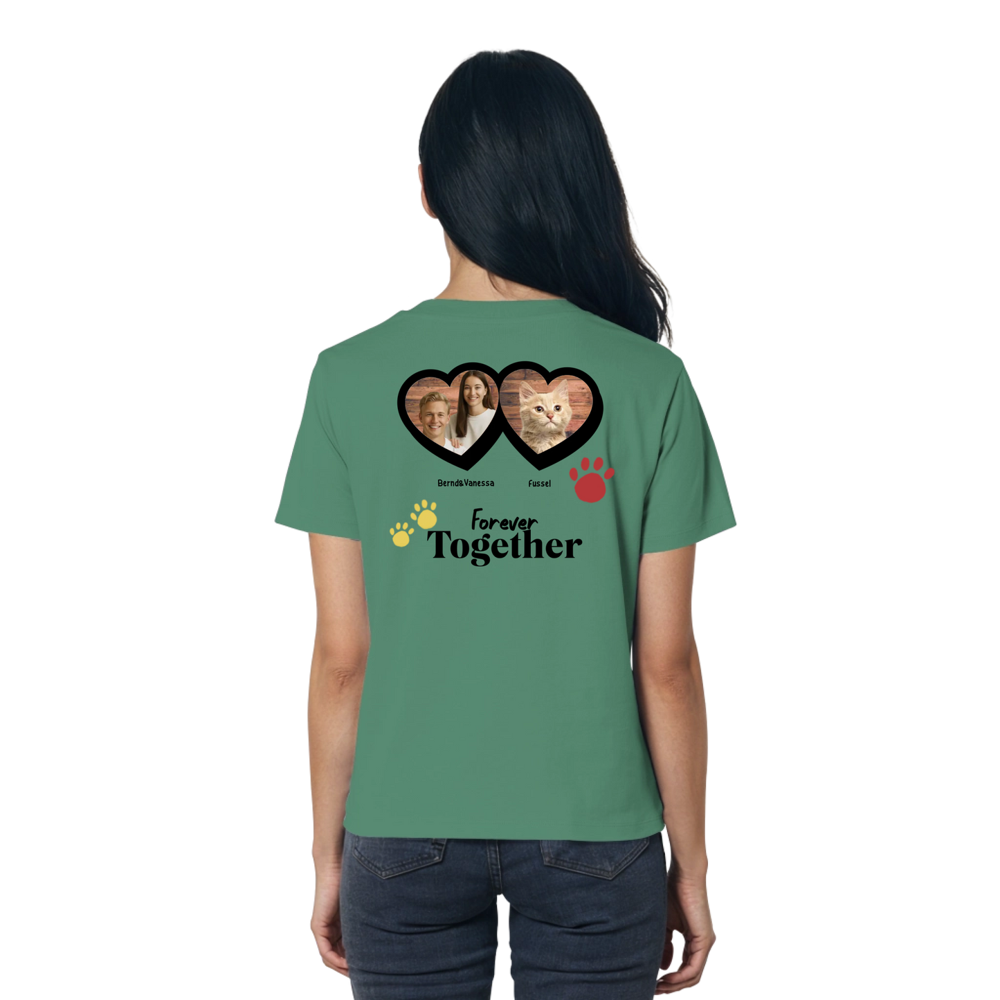 T-Shirt für Damen "Forever Together" für Katzenfans - Personalisierbar als Geschenk