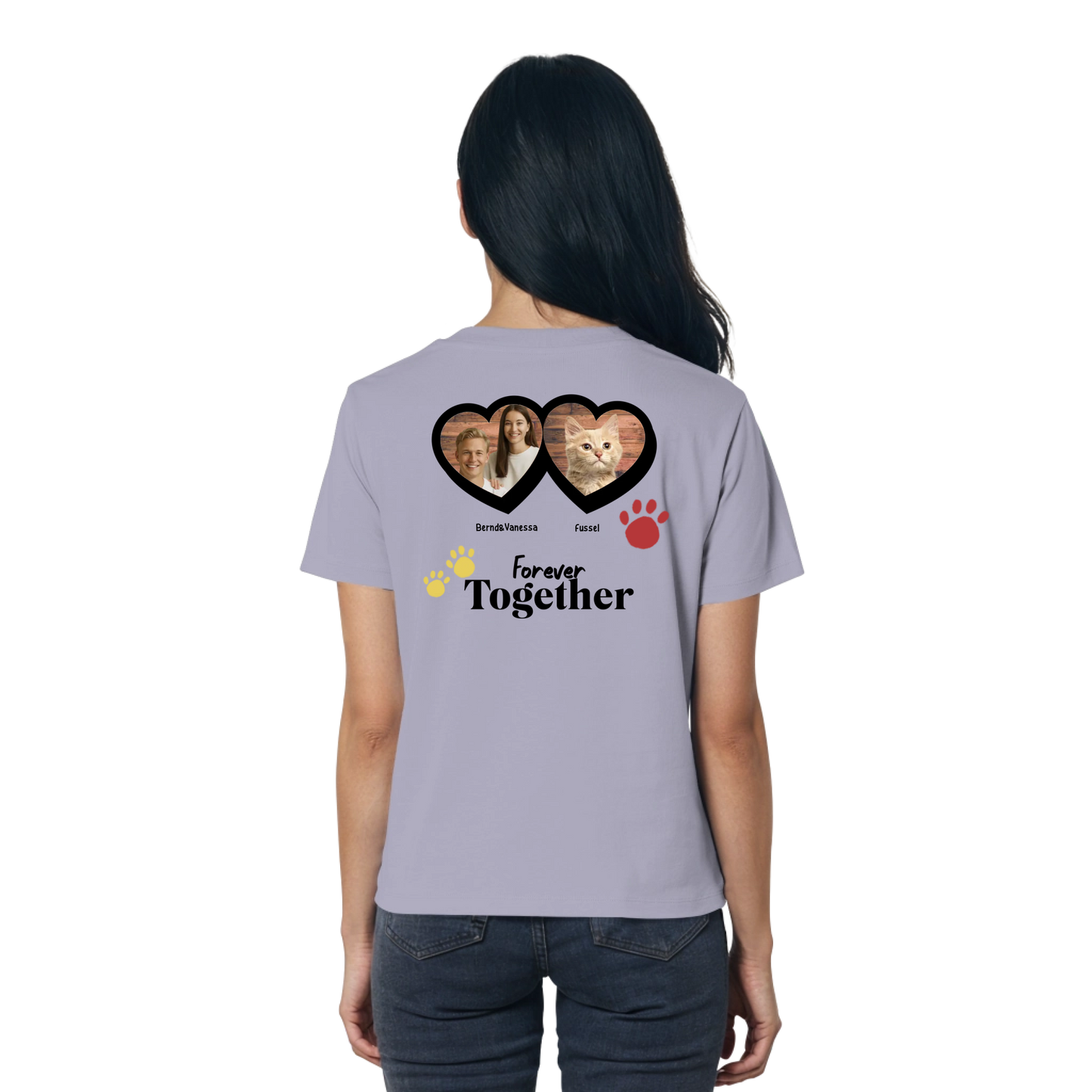 T-Shirt für Damen "Forever Together" für Katzenfans - Personalisierbar als Geschenk