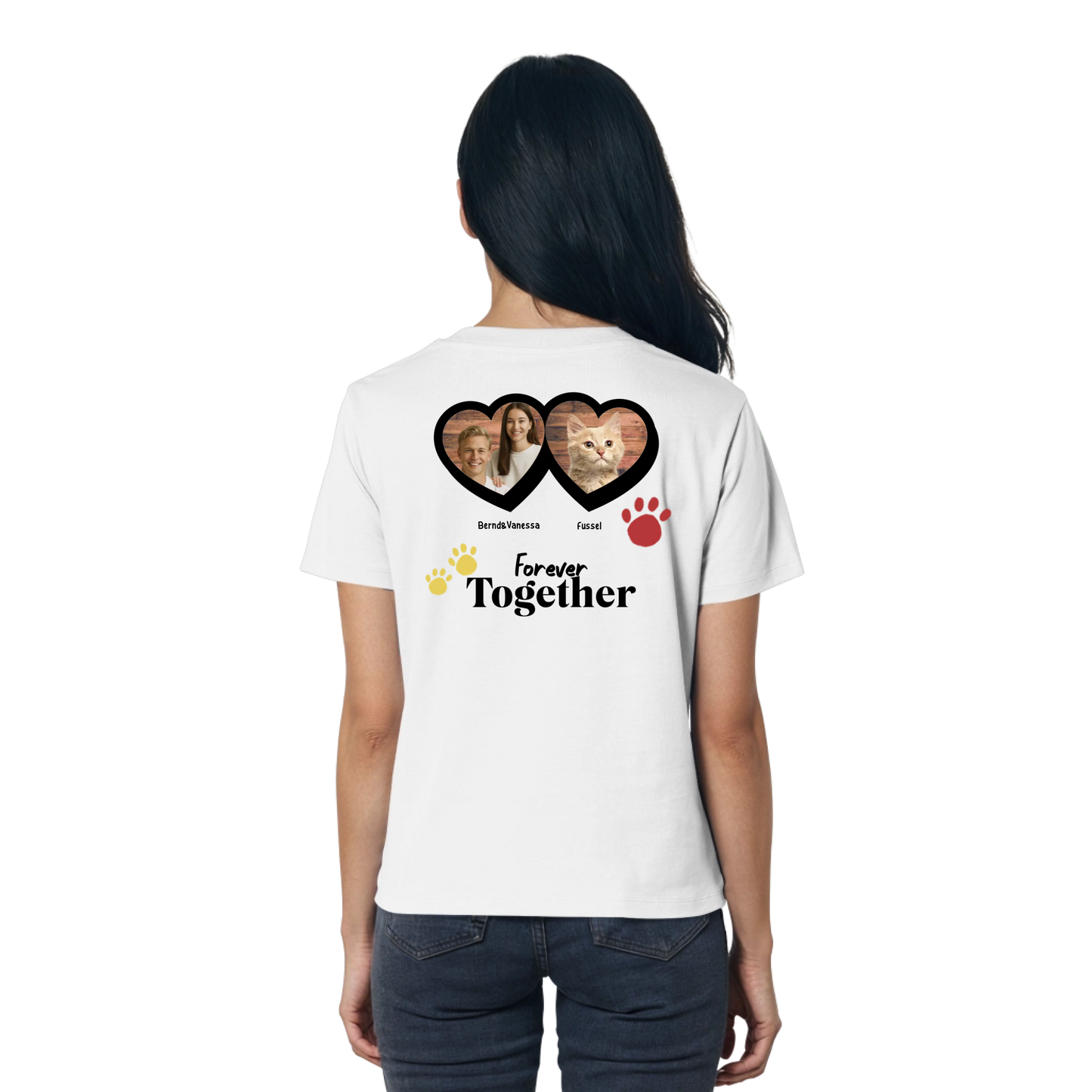 T-Shirt für Damen "Forever Together" für Katzenfans - Personalisierbar als Geschenk