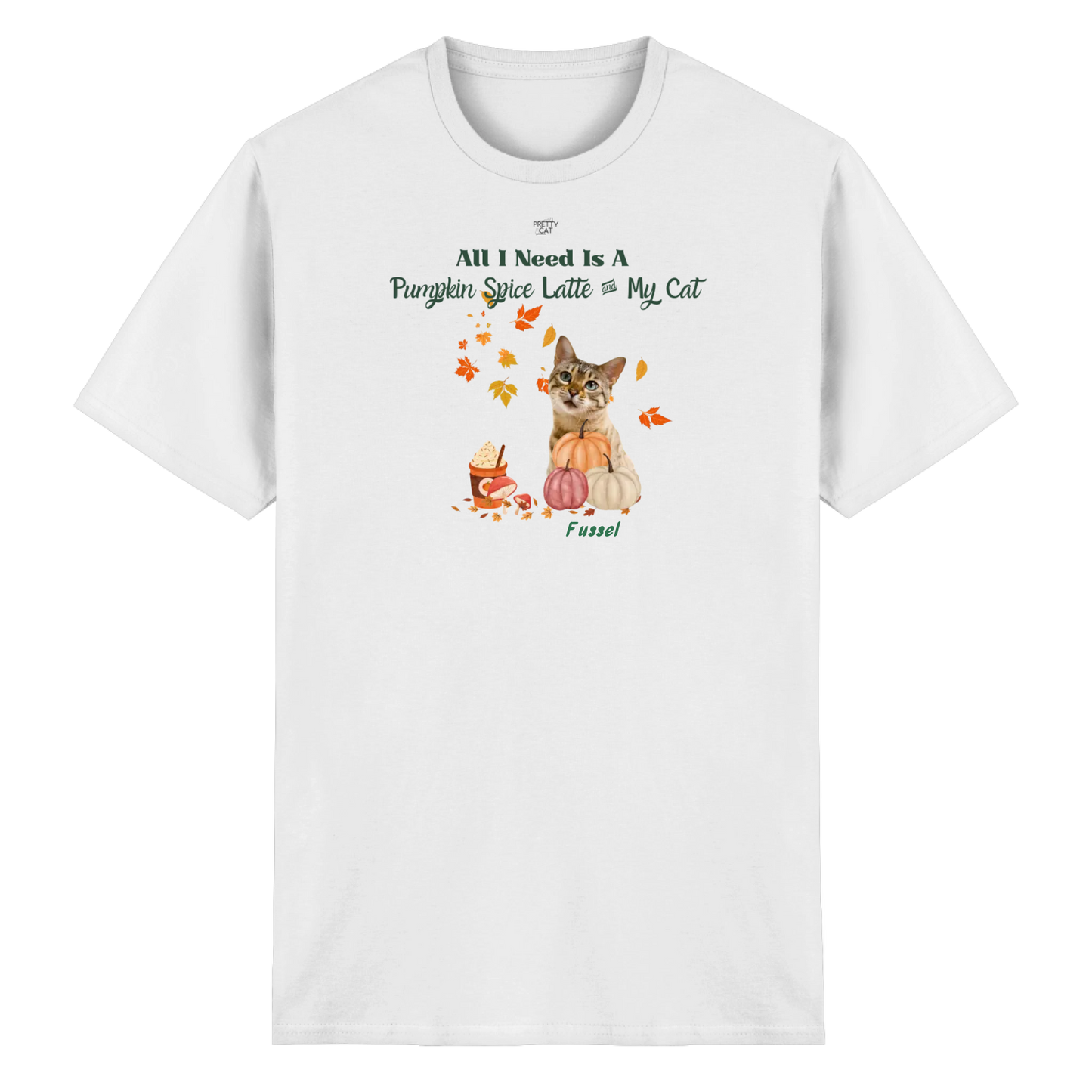Pumpkin Spice Latte - Unisex T-Shirt personalisierbar mit Katze
