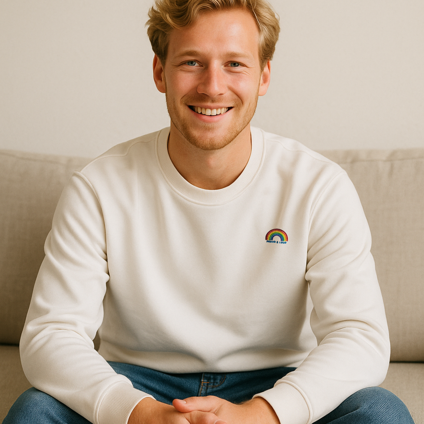 Sweatshirt Regenbogen Pride Kollektion "Proud & Loud" - Mit hochwertiger Bestickung & in Bio-Qualität