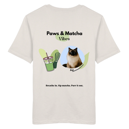 Personalisierbares Unisex T-Shirt "Paws & Matcha"