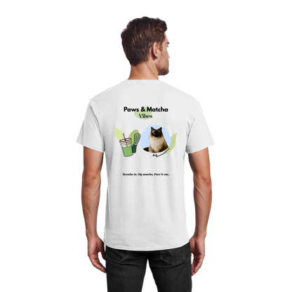 Personalisierbares Unisex T-Shirt "Paws & Matcha"