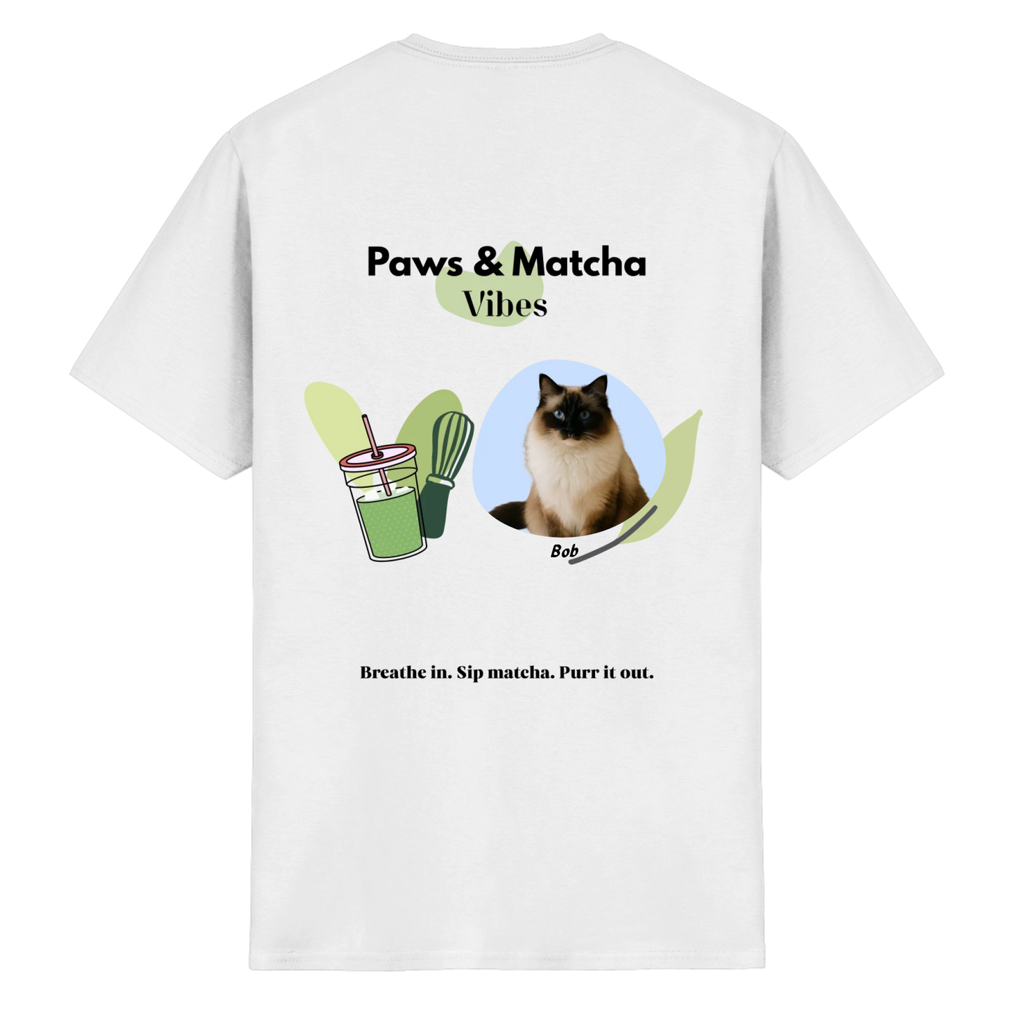 Personalisierbares Unisex T-Shirt "Paws & Matcha"