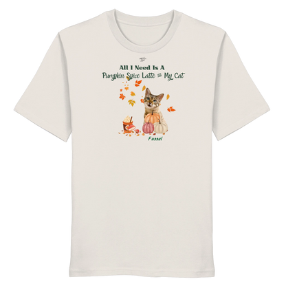 Pumpkin Spice Latte - Unisex T-Shirt personalisierbar mit Katze in Bio-Qualität