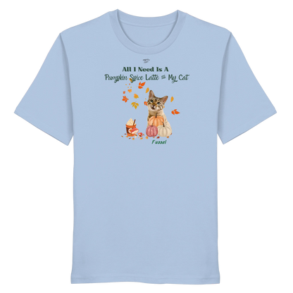Pumpkin Spice Latte - Unisex T-Shirt personalisierbar mit Katze in Bio-Qualität
