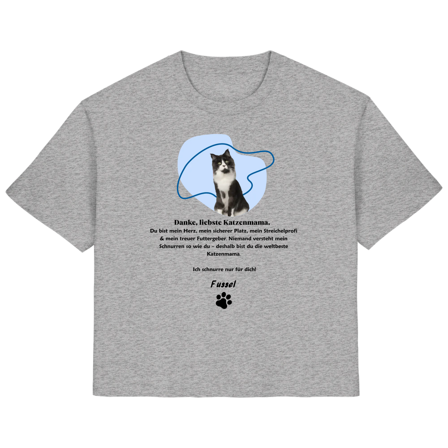 T-Shirt für Damen - "Danke, liebste Katzenmama!" personalisierbar mit Katze in Bio-Qualität