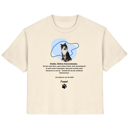 T-Shirt für Damen - "Danke, liebste Katzenmama!" personalisierbar mit Katze in Bio-Qualität
