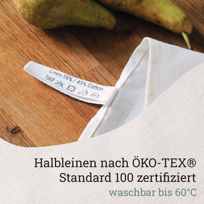 Geschirrtuch mit Katze aus Halbleinen