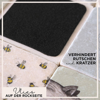 Untersetzer aus Stein mit Katze - Neugierige Mieze