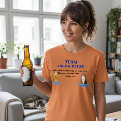 Team Bier & Katze - Personalisierbares Unisex T-Shirt