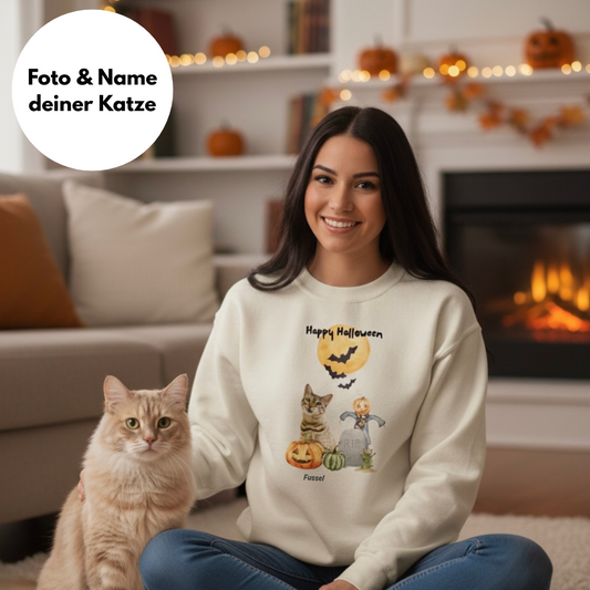 Unisex Sweatshirt "Halloween Friedhof" personalisierbar mit Katze